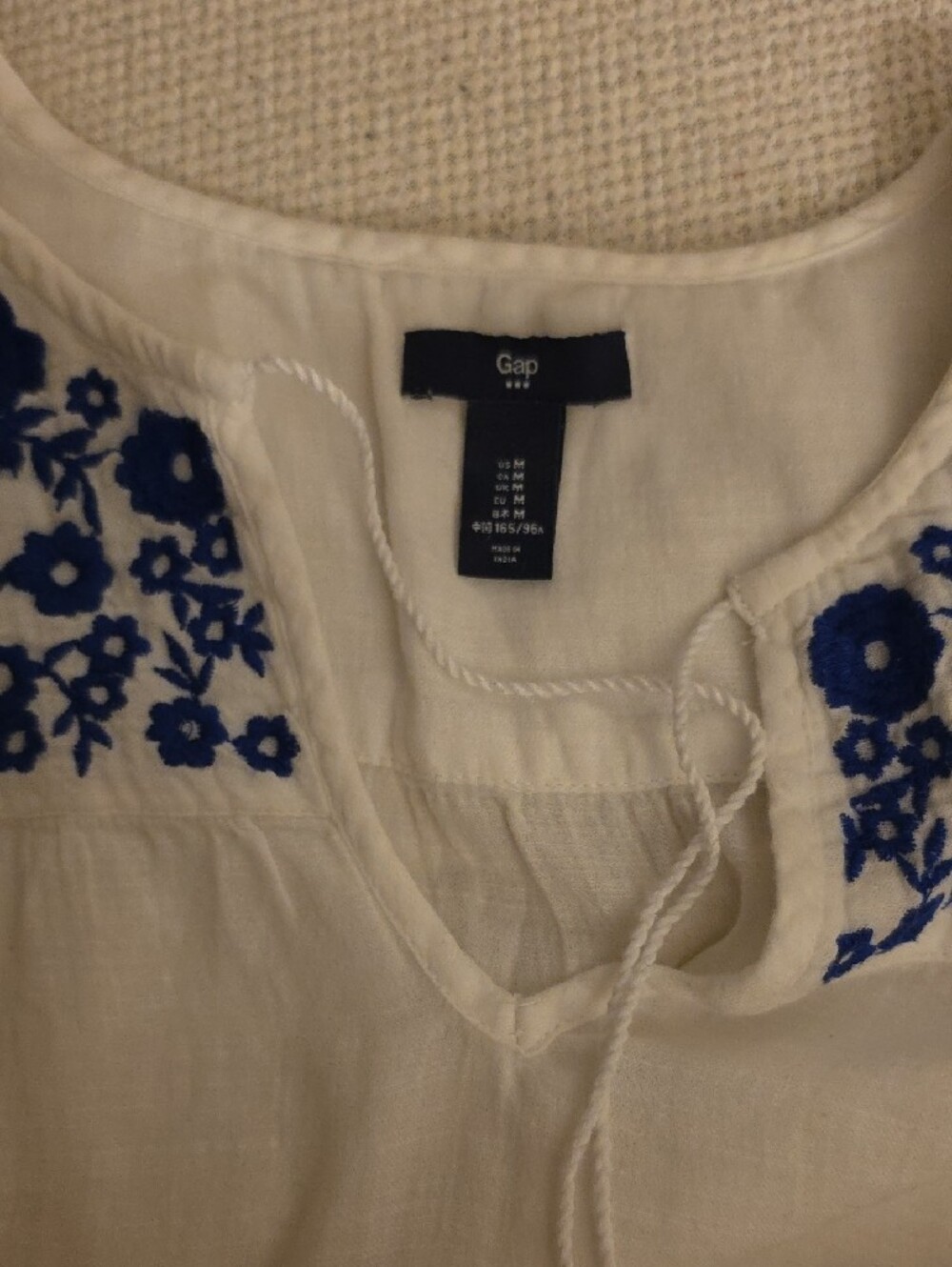 GAP White Camisole with Blue Floral Embroidered Yoke - Picture 2 of 3